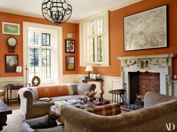 Burnt orange walls in an English Country home