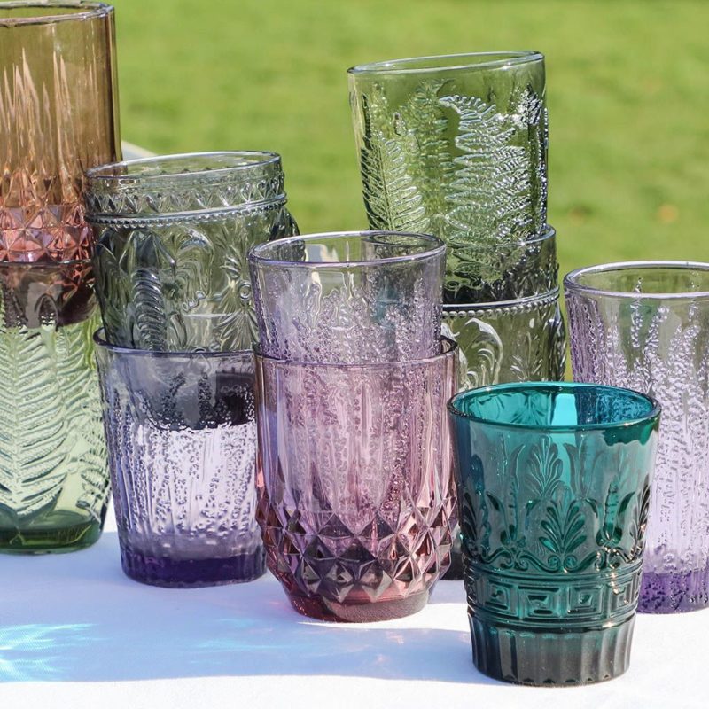 coloured tumbler glasses