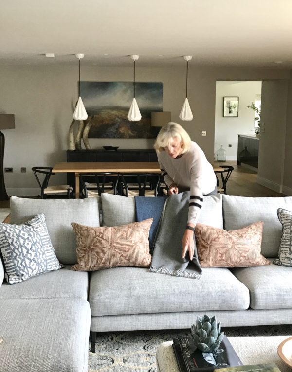 styling cushions in Cotswold barn conversion